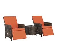 Outsunny 3 Pieces Rattan Bistro Set Balcony Furniture with Cushions, Storage Function - Orange