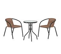 Outsunny 3 Pieces Rattan Bistro Set - Brown