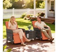 Outsunny 3 Pieces Rattan Bistro Set w/ Adjustable Backrest - Orange