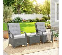 Outsunny 3 Pieces Rattan Bistro Set, Wicker Garden Furniture Set, Light Grey - Yes, Oxford cloth included - 76.0 - Not applicable