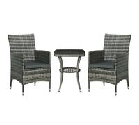Outsunny 3 Pieces Rattan Bistro Set, Wicker Garden Furniture Set with 2-Tier Coffee Table and Chairs, Washable Cushions, for Outdoor Patio Balcony, Mixed Grey Grey