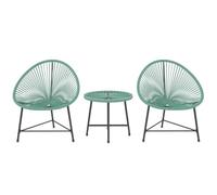Outsunny 3 Pieces Rattan Bistro Set with Acapulco Chairs for Patio Green
