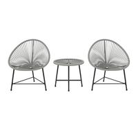 Outsunny Rattan Bistro Set, Cushioned Acapulco Chairs, Glass Table, Grey - Grey