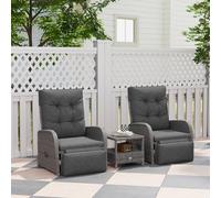 OUTSUNNY 3 Pieces Rattan Bistro Set with Cushions for Outdoor, Grey Outsunny Grey