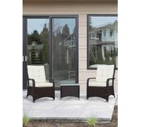Outsunny 3 Pieces Rattan Bistro Set With Furniture Cover,Cream White One Colour