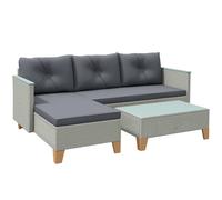 Outsunny L Shaped Garden Conversation Chaise Lounge Furniture, Charcoal Grey