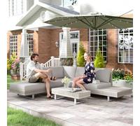 Outsunny 3 Pieces Rattan Wicker Sofa Set Patio Furniture Set With Tea Table Cushions In Grey Grey