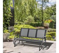 OUTSUNNY 3-Seat Glider Rocking Chair for 3 People Garden Bench Patio Furniture in Black Outsunny Black