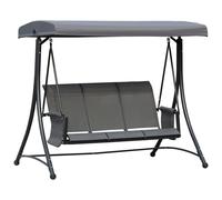 OUTSUNNY 3 Seat Metal Fabric Backyard Balcony Patio Swing Chair w/ Canopy in Grey Outsunny Grey