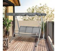 Outsunny 3 Seat Metal Fabric Backyard Balcony Patio Swing Chair with Canopy Top - Grey