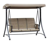 OUTSUNNY 3 Seat Metal Fabric Backyard Balcony Patio Swing Chair w/ Canopy in Brown Outsunny Brown