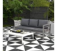 Outsunny 3-Seater Aluminium Garden Bench W/ Cushions, Backrest & Armrest, Grey
