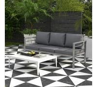 Outsunny 3-Seat Aluminium Bench w/ Cushions, Backrest - Grey, Grey