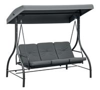 Outsunny 3 Seater Canopy Swing Chair Porch Hammock Bed Rocking Bench Cream White, Cream