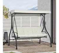 Outsunny 3-Seater Canopy Swing Chair & Hammock Bed (Cream White) - 240kg, 2-in-1 Sit/Flat Bed, Item 84A-031V01CW