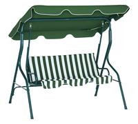 Outsunny 3 Seater Canopy Swing Chair Outdoor Garden Bench with Adjustable Canopy and Metal Frame - Green Stripes Green