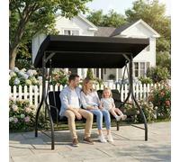 Outsunny 3 Seater Canopy Swing Chair Porch Hammock Bed, Black