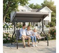 OUTSUNNY 3 Seater Canopy Swing Chair Porch Hammock Bed Rocking Bench in Light Grey Outsunny Light Grey