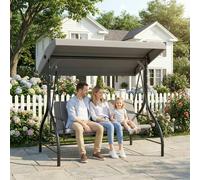 Outsunny 3 Seater Canopy Swing Chair Porch Hammock Bed Rocking Bench In Light Grey Light Grey