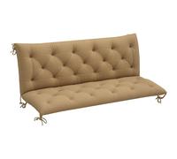 Outsunny 3 Seater Bench Pad, Garden Chair Cushion with Back and Ties for Indoor and Outdoor Use, 98 x 150 cm, Khaki