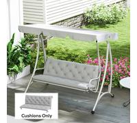 Outsunny 3 Seater Garden Bench Cushion Outdoor Seat Pad w/ Ties Light Grey - Light Grey - Polyester Fabric, Cotton - 150L x 98W x 8D cm