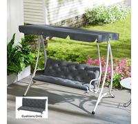 Outsunny 3 Seater Garden Bench Cushion Outdoor Seat Pad With Ties Dark Grey