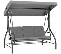 Outsunny 3 Seater Canopy Swing Chair Porch Hammock Bed Rocking Bench In Light Grey Light Grey