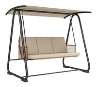 Outsunny 3 Seater Garden Swing Chair Adjustable Tilting Canopy Sand Brown