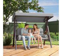 Outsunny 3 Seater Garden Swing Chair, Light Grey