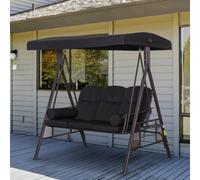 Outsunny Outdoor 3 Seat Swing Chair w/ Cushions - Black, Black