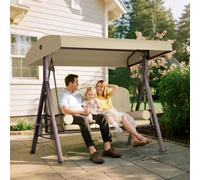 Outsunny 3 Seater Garden Swing Chair Patio Swing Bench W/ Cup Trays Brown