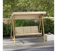 Outsunny 3 Seater Garden Swing Chair with Adjustable Canopy and Cushions, Beige