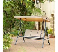 Outsunny 3 Seater Garden Swing Patio Hammock W/ Canopy For Outdoor Beige