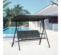 3 Seater Garden Swing Patio Hammock w/ Canopy for Outdoor Outsunny Black One Size
