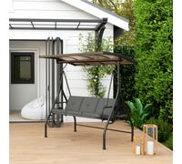 Outsunny 3 Seater Garden Swing Seat Bed, Convertible Swing Chair, Dark Grey, Grey