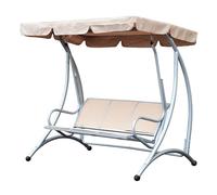 Outsunny 3 Seater Garden Swing Seat Bench Steel Swing Chair With Adjustable Canopy For Outdoor Patio Porch - Beige