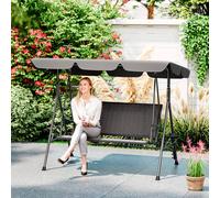 Outsunny 3 Seater Garden Swing Seat Bench w/ Adjustable Canopy, Grey, Grey
