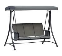 Outsunny 3 Seater Garden Swing Seat Outdoor Swing Chair with High Back Design, Steel Frame, Side Pouches, Adjustable Canopy, Charcoal Grey