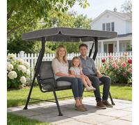 Outsunny 3-Seater Garden Swing Seat, Outdoor Swing Chair With Canopy, Grey In Light Grey Light Grey