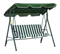 Outsunny 3-Seater Garden Swing Seat with Adjustable Canopy, Heavy-Duty Weatherproof Steel Frame for Patio & Garden, Green Aosom UK