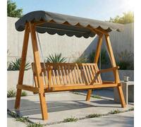 Outsunny 3 Seater Garden Swing Seat with Canopy, Outdoor Hammock Bench - Dark Grey - 1 - Swing Bench