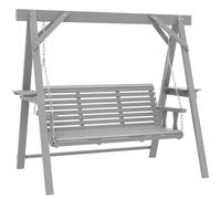 Outsunny 3 Seater Garden Swing Seat Wooden Bench with Side Tables Dark Grey