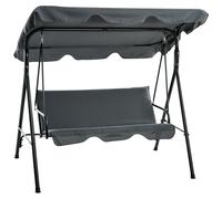 Outsunny 3 Seater Garden Swing, Waterproof Swing Chair with Adjustable Canopy for Patio, Grey Aosom UK