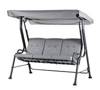 Outsunny 3 Seater Outdoor Garden Swing Chairs Thick Padded Seat Hammock Canopy Porch Patio Bench Bed - Grey