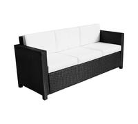 Outsunny 3 Seater Rattan Sofa All Weather Outdoor Sofa with Wicker Weave, Metal Frame and Fire Resistant Cushion, Black Aosom UK