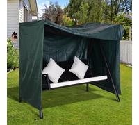 Outsunny 3-Seater Swing Chair Cover 84B-445, Green, UV-Resistant Oxford Fabric, Drawstring and Front Zip