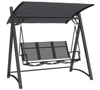 Outsunny 3 Seater Swing Chair Garden Swing Bench, Grey | Adjustable Tilting Canopy, Breathable Mesh Seat, Heavy-Duty Metal Frame, for Porch and Patio, 360 kg Capacity