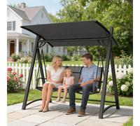 OUTSUNNY 3 Seater Swing Chair, Garden Swing Bench with Adjustable Canopy in Grey Outsunny Grey