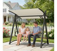 Outsunny 3 Seater Swing Chair, Garden Swing Bench with Adjustable Canopy