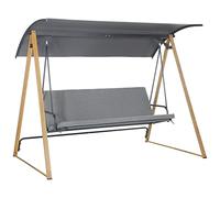 Outsunny 3 Seater Swing Chair, Garden Swing Bench with Adjustable Canopy, Cushioned Seat and Weather Resistant Steel Frame for Patio, Garden